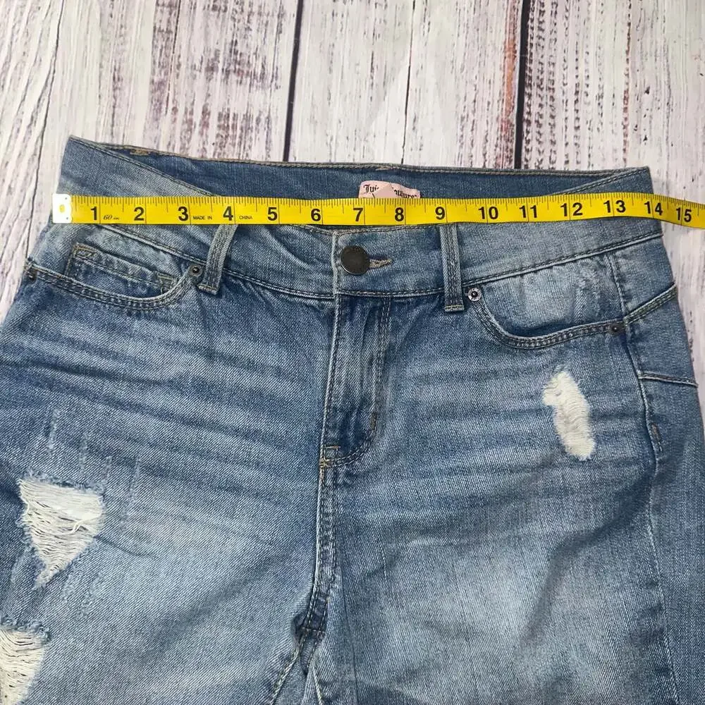 Juicy Couture Women's Distressed Raw Hem Bermuda Denim jorts-4